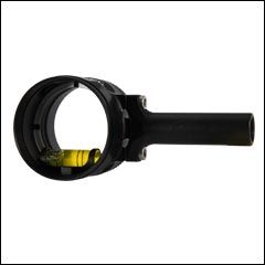 Axcel AV-31 Scope with "T" Connector featuring 31mm diameter, bubble level, and Co-Planar Centering Technology for precise archery sighting.
