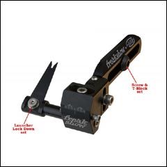 AAE Freakshow Arrow Rest Parts including T-Block, launcher lock down, and locking arm set screw for archery maintenance.
