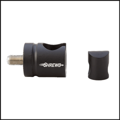 Shrewd Quick Disconnect for archery stabilizers, available in 0° and 8° angles.
