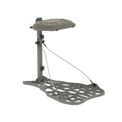 Novix Helo Hang On Treestand with cast aluminum platform and leveling system for mobile hunting.
