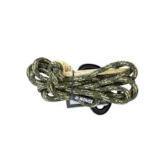 Novix Linesman Rope/Tether with prusik knot and carabiner for climbing safety.

